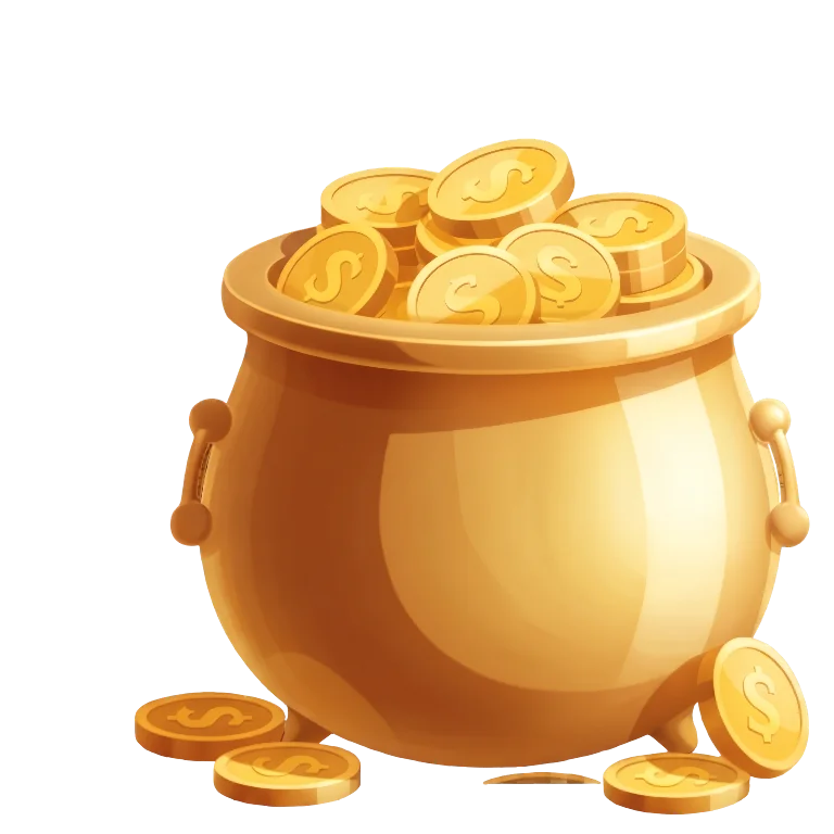 Pot with coins